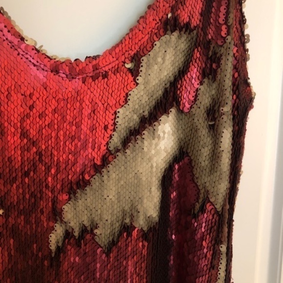 Free People Seeing Double Red Sequin Mini Dress, Size Medium - Picture 4 of 15